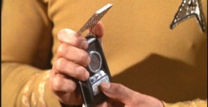 Captain Kirk on communicator